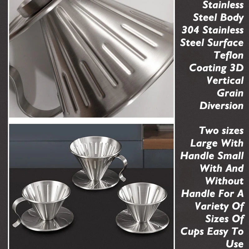 304 Stainless Steel V-Shaped Pour Over Coffee Filter