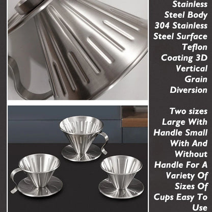 304 Stainless Steel V-Shaped Pour Over Coffee Filter