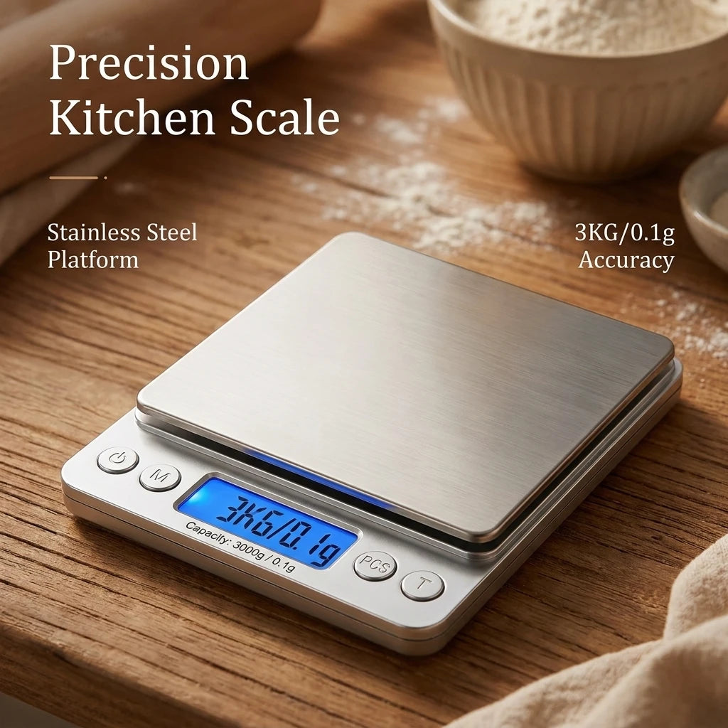 Stainless Steel Digital Kitchen Scale with LCD Display