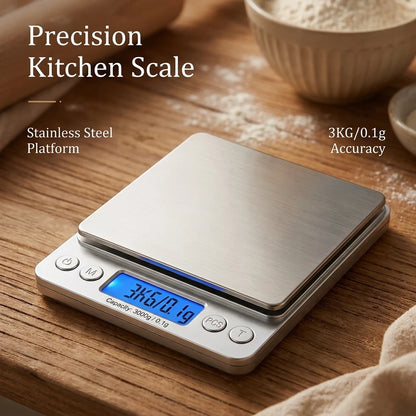 Stainless Steel Digital Kitchen Scale with LCD Display