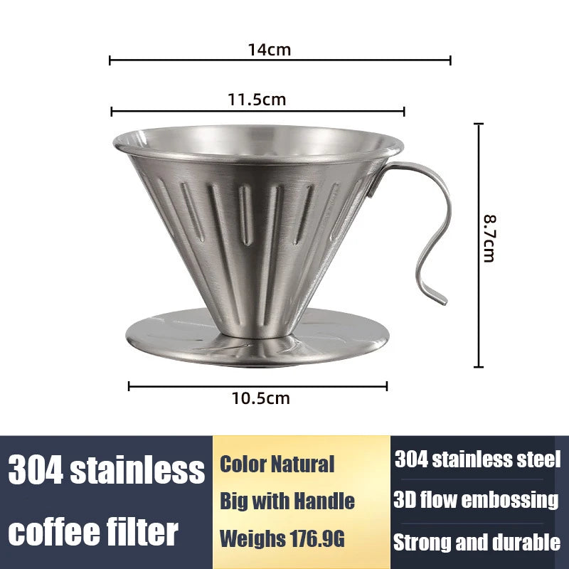 304 Stainless Steel V-Shaped Pour Over Coffee Filter