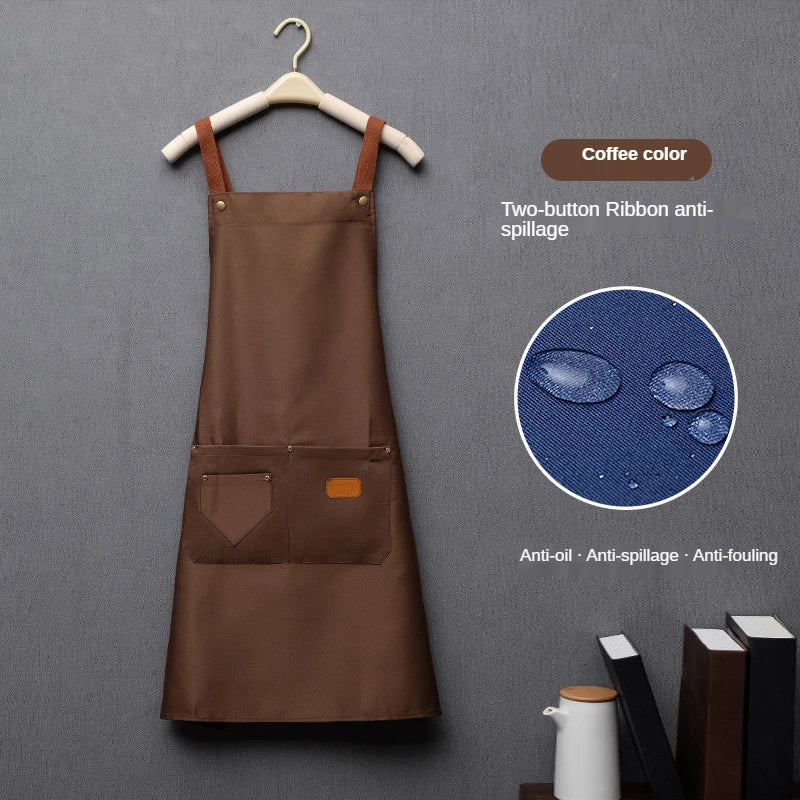 Customized Waterproof Kitchen Apron with Pockets & Logo Print