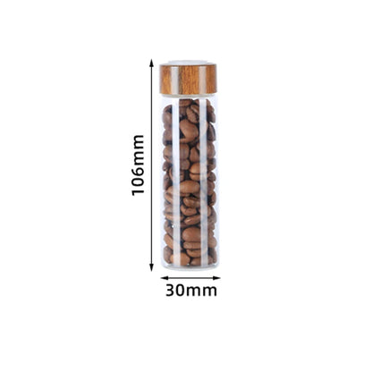 Glass Coffee Bean Storage Tube with Wooden Holder Stand