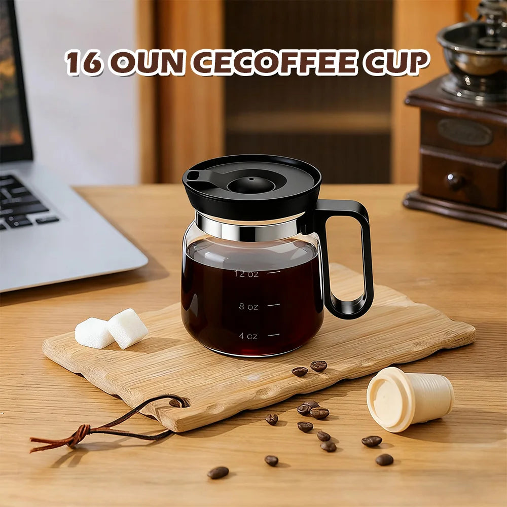 Heat Resistant Glass Coffee Cup with Lid