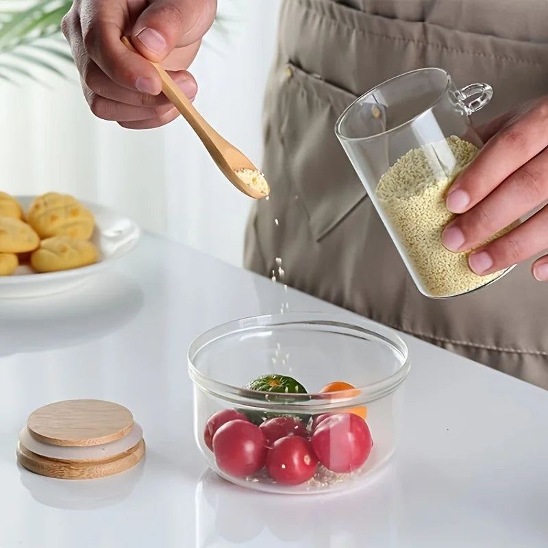 280ML Glass Storage Jar with Bamboo Lid & Spoon