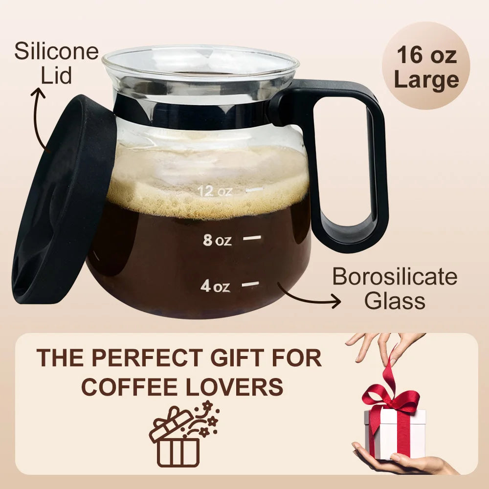 Heat Resistant Glass Coffee Cup with Lid