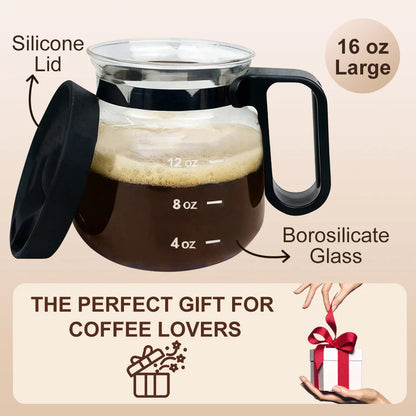 Heat Resistant Glass Coffee Cup with Lid