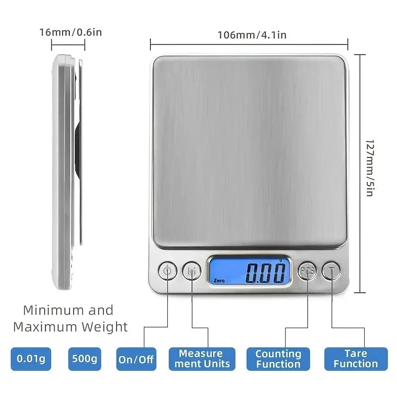 Stainless Steel Digital Kitchen Scale with LCD Display