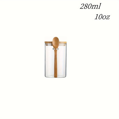280ML Glass Storage Jar with Bamboo Lid & Spoon