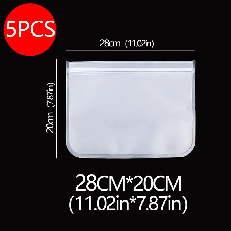 5PCS Reusable Silicone Food Storage Bags