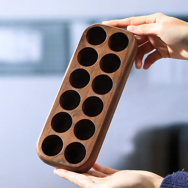 Glass Coffee Bean Storage Tube with Wooden Holder Stand