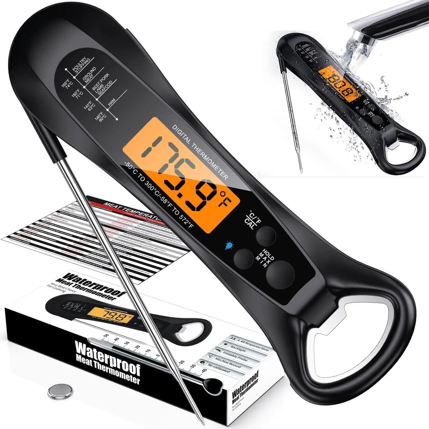 Instant Read Digital Meat Thermometer with Backlight & Magnet