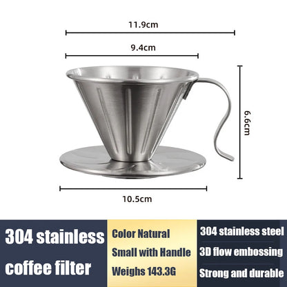 304 Stainless Steel V-Shaped Pour Over Coffee Filter