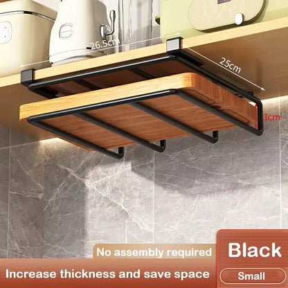 Under Cabinet Kitchen Organizer Rack with Hooks & Holder