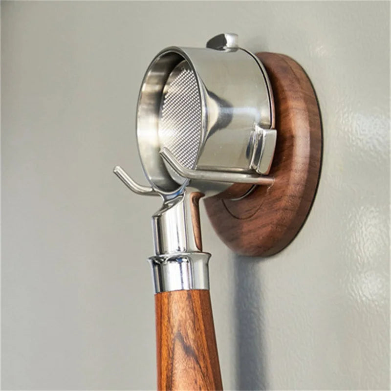 Walnut Wood Portafilter Wall Rack Holder