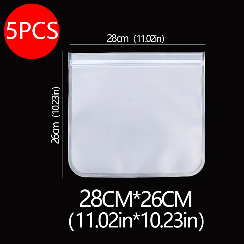 5PCS Reusable Silicone Food Storage Bags