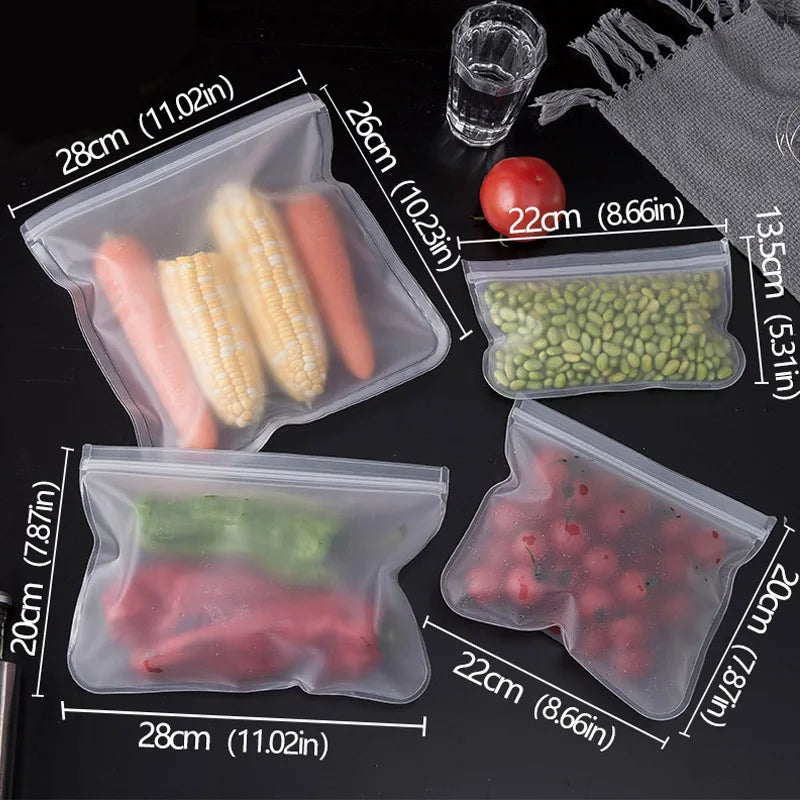 5PCS Reusable Silicone Food Storage Bags