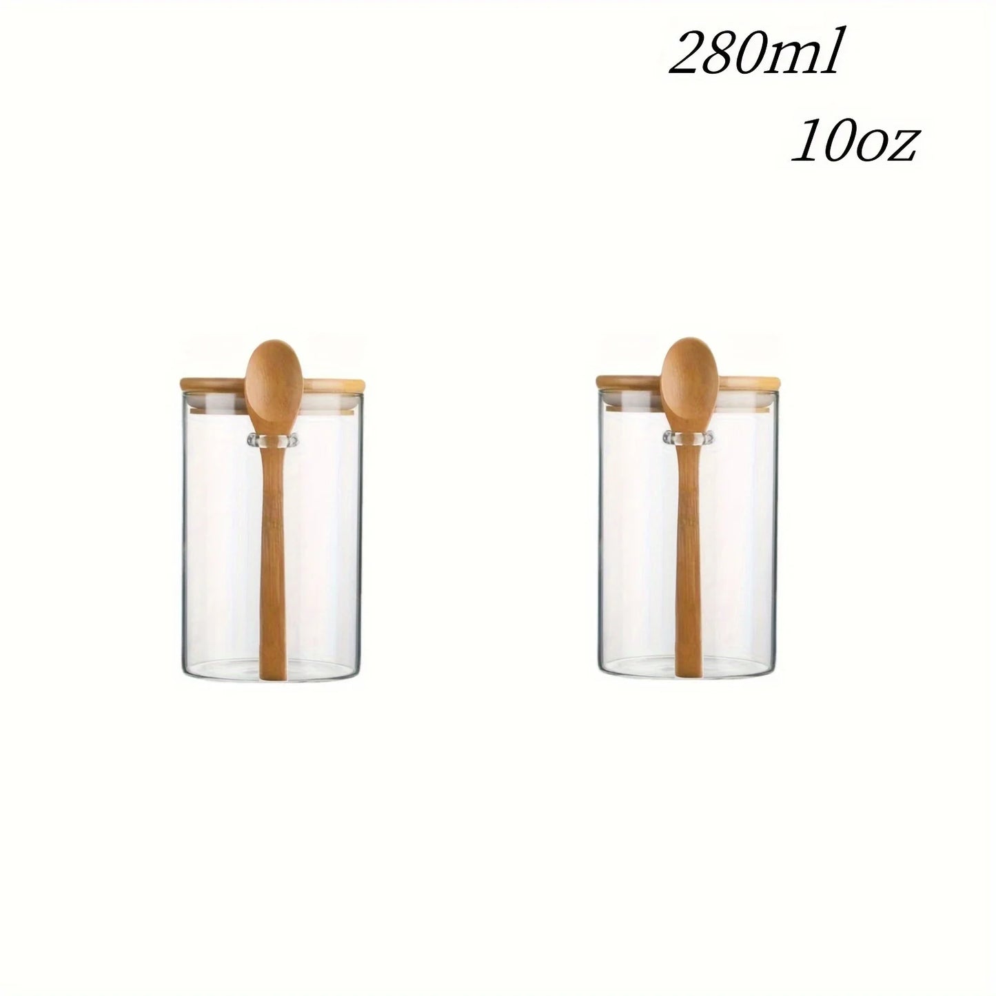 280ML Glass Storage Jar with Bamboo Lid & Spoon