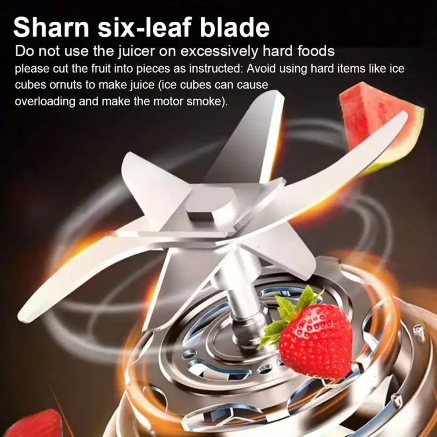 Portable USB Rechargeable 12-Blade Mini Juicer Blender (500ML)