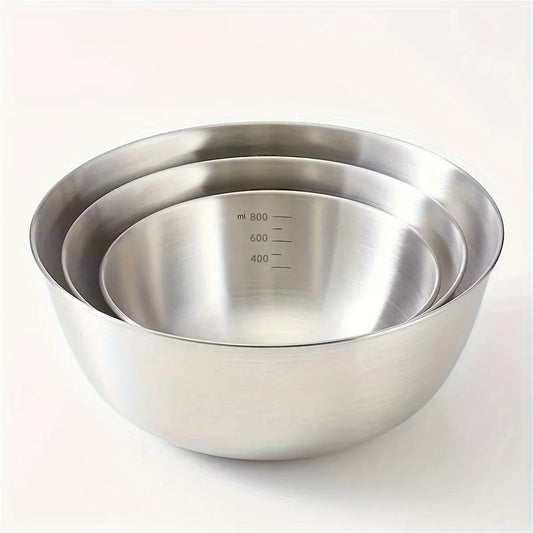3PCS Stainless Steel Mixing Bowl Set with Measurements