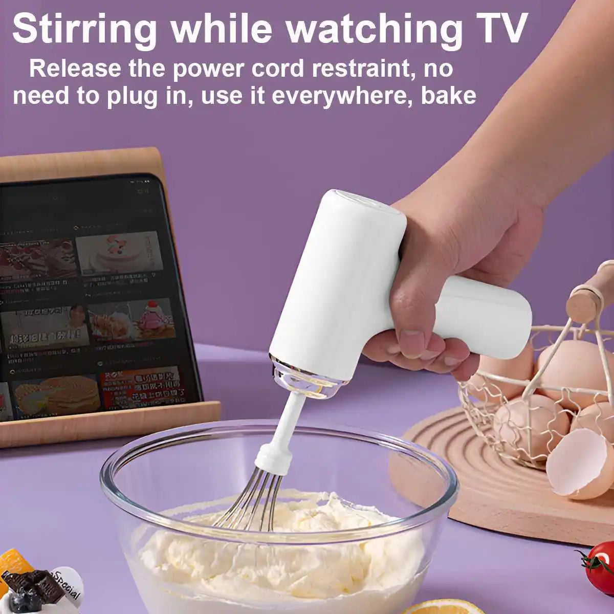 Wireless Electric Handheld Egg Beater Mixer