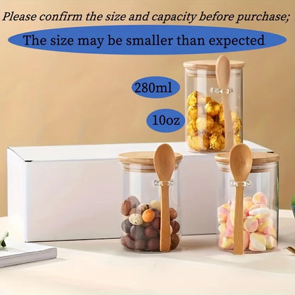280ML Glass Storage Jar with Bamboo Lid & Spoon