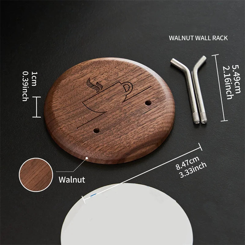 Walnut Wood Portafilter Wall Rack Holder