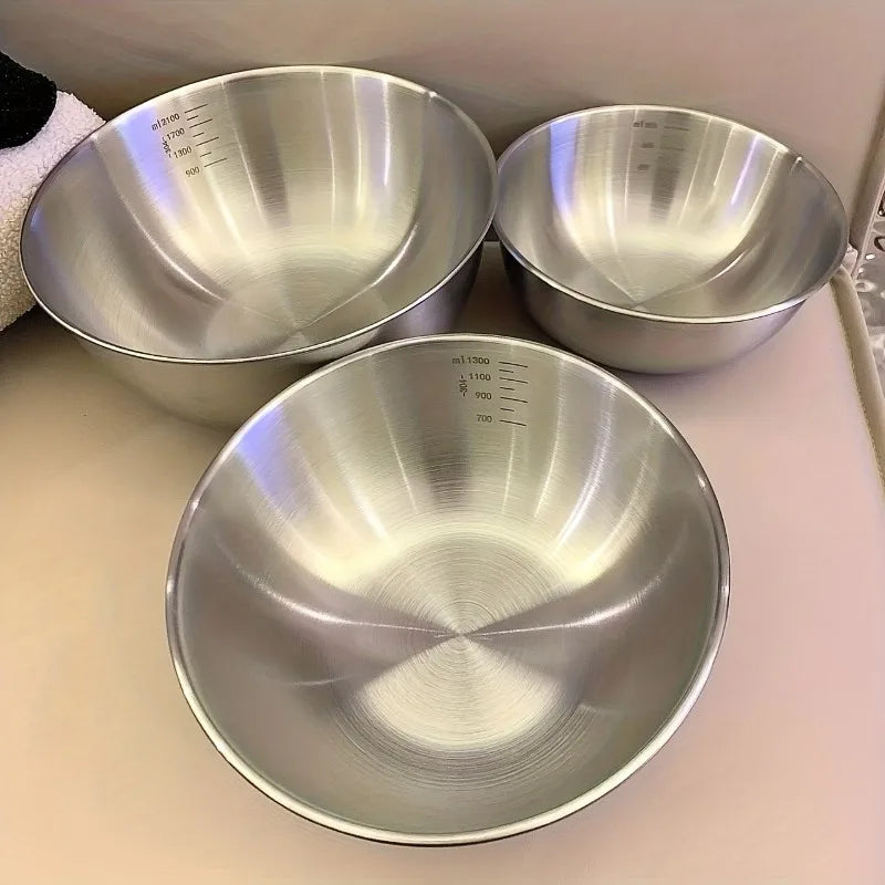 3PCS Stainless Steel Mixing Bowl Set with Measurements