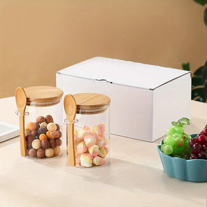 280ML Glass Storage Jar with Bamboo Lid & Spoon